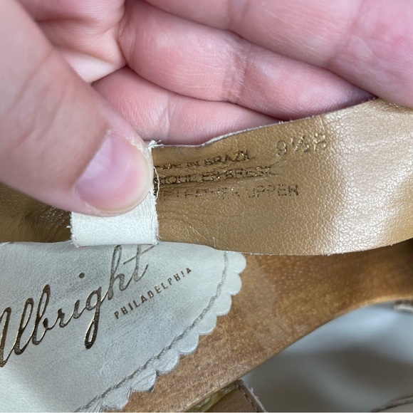 Anthropologie Miss Albright Leather Bow Wooden Heel Sandals Size 9.5 - Picture 9 of 10